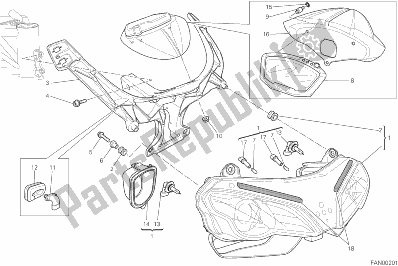 Todas as partes de Farol do Ducati Superbike 848 EVO Corse SE 2012